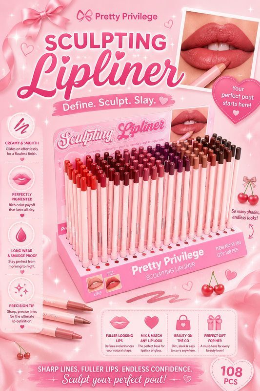 108PCS DISPLAY PRETTY PRIVILEGE SCULPTING LIPLINER PL183