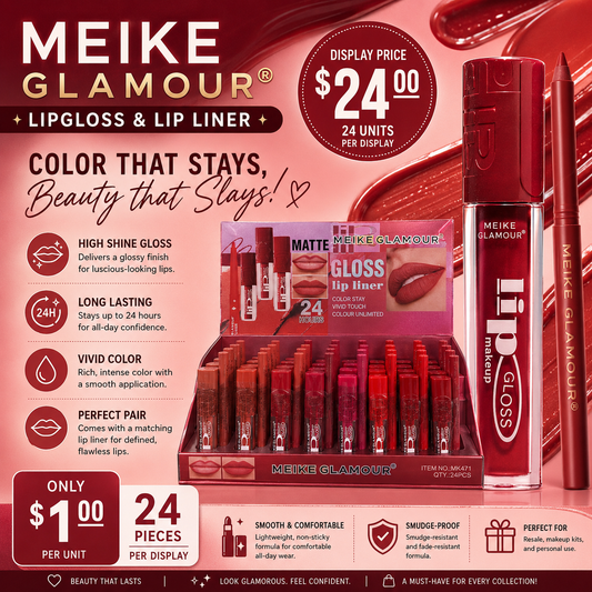 24PCS DISPLAY MEIKE GLAMOUR BEAUTY THAT SLAYS LIP LINER MK471