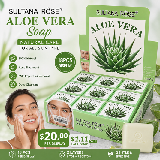 18PCS DISPLAY SULTANA ROSE ALOE VERA SOAP SA-279