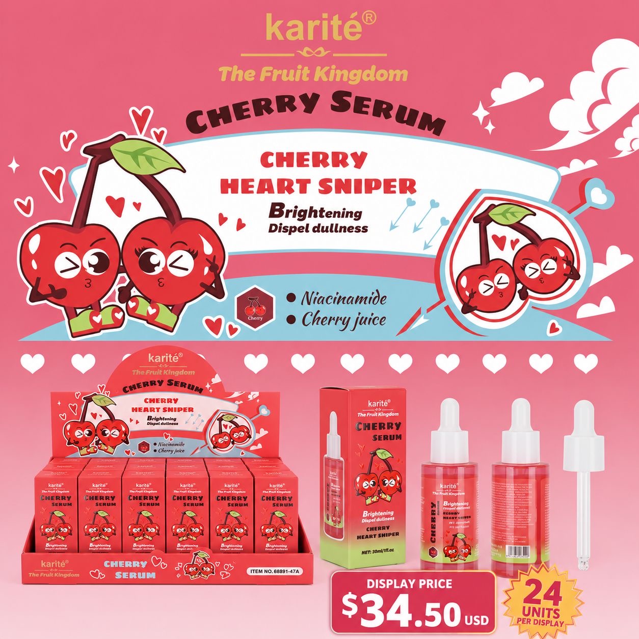24PCS DISPLAY KARITE BRIGHTENING CHERRY SERUM 6889-47A