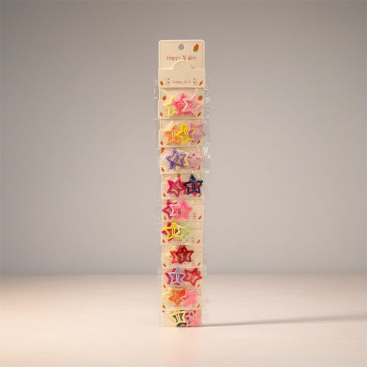 10PCS PACK MINI COLORFUL STAR HAIR CLIPS