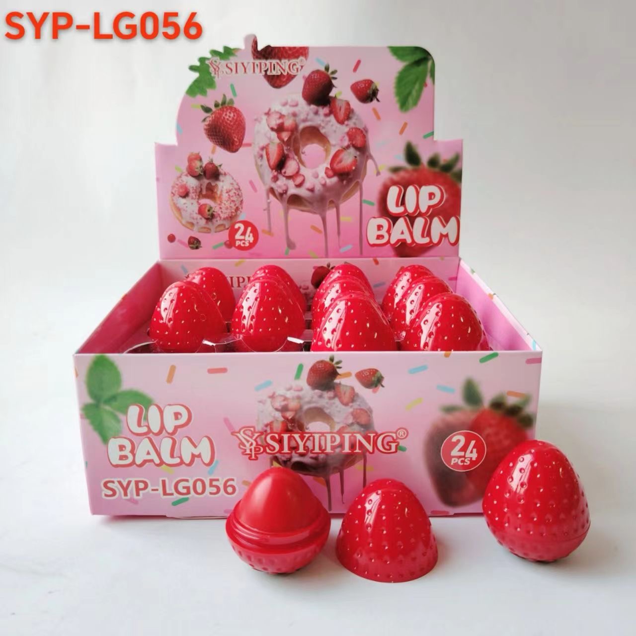 24PCS DISPLAY SIYIPING STRAWBERRY LIP BALM SYP-LG056