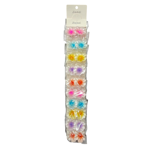 MINI 2 COLOR FLOWER HAIR CLIPS 10 PCS PACK