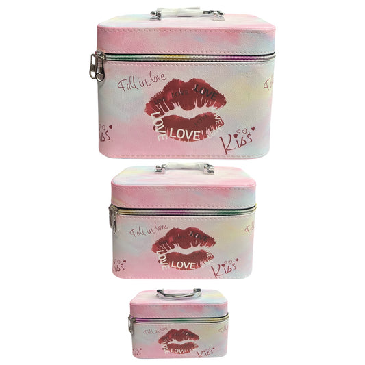 FALL IN LOVE 3 PCS CARRY ON MAKEUP BOX