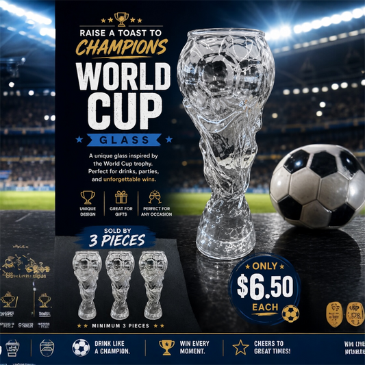 3PCS LARGE CHAMPION TROPHY GLASS CUP
