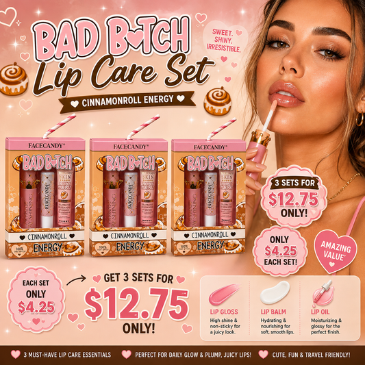 3PCS SET INSPO FACECANDY LIP CARE SET BAD B💗TCH CINNAMON-ROLL B-005