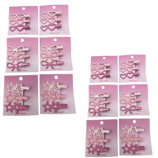 PINK STARS HEARTS BOWS 12 PCS PACK