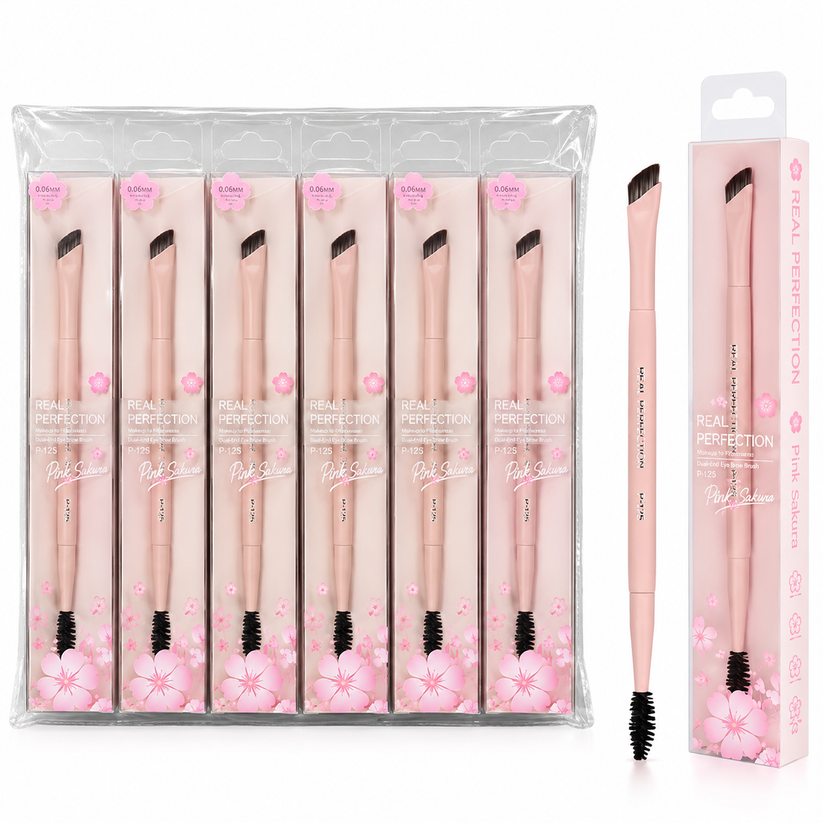 Brocha para cejas de doble punta Real Perfection Pink Sakura