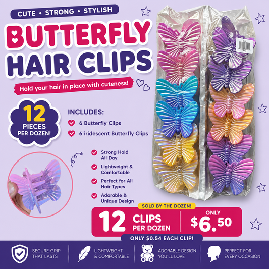 12PCS PACK HAIR CLAW BUTTERFLY BHC2