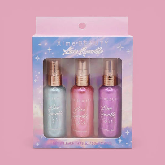 3PCS XIME BEAUTY LOVE SPARKLE TRAVEL SIZE SHIMMER SPRAYS XB-SS02