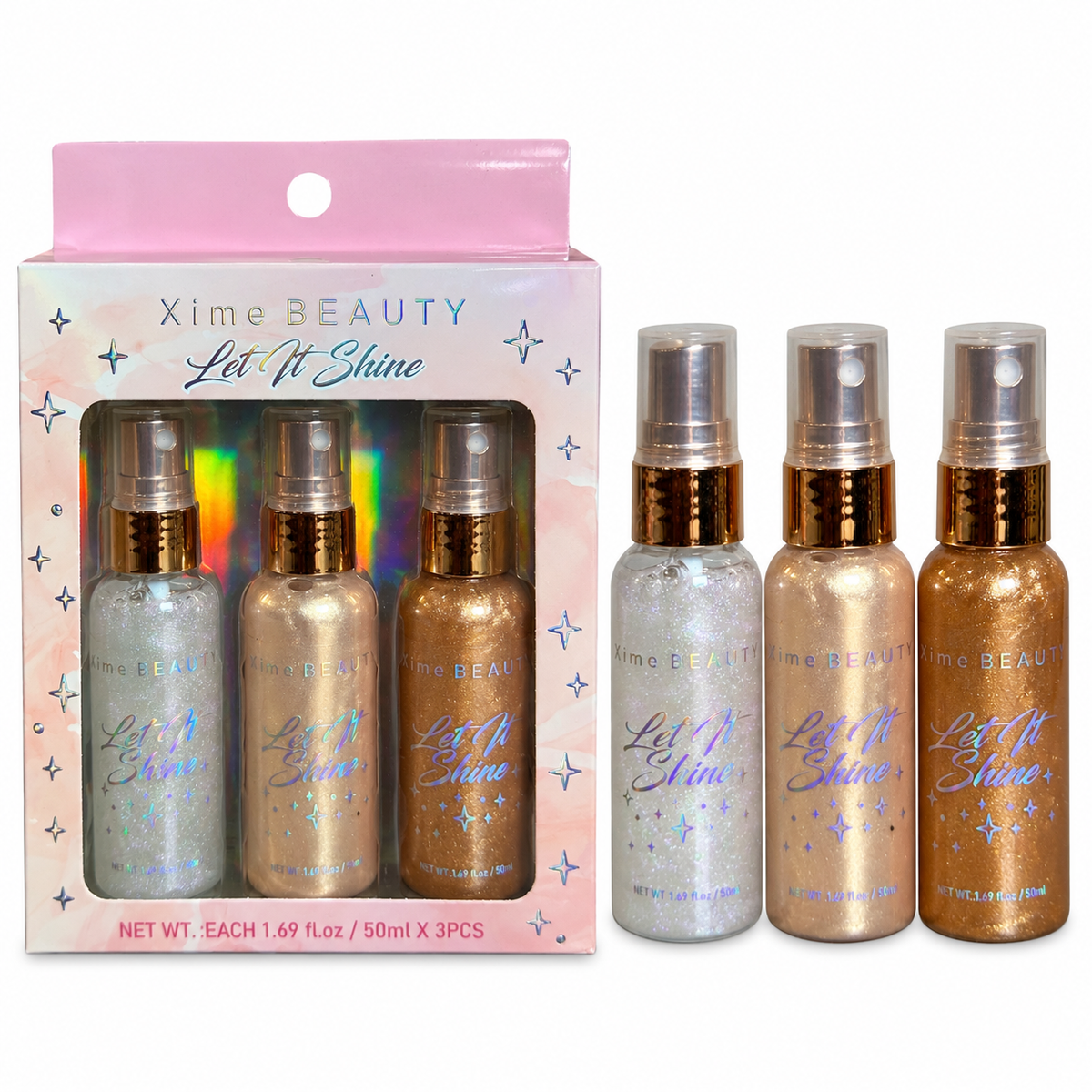 Trío de aerosoles iluminadores Let It Shine de Xime Beauty