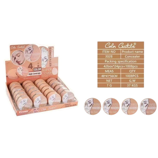 24PCS DISPLAY COLOR CASTILE CREAM CONCEALER WITH SPONGE PUFF 3028