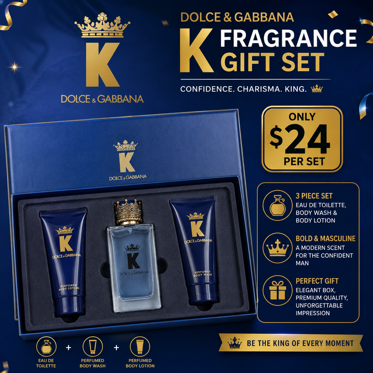 1PCS DG KING EDP 3PCS GIFT SET DG9448