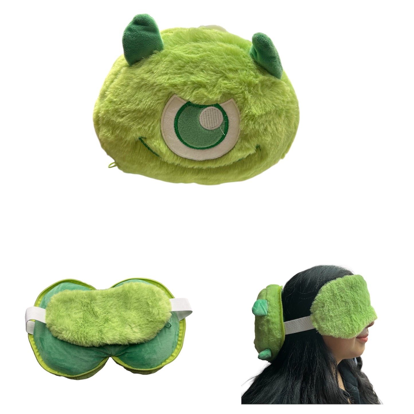 GREEN MONSTER 2 IN 1 EYE COVER & NECK PILLOW