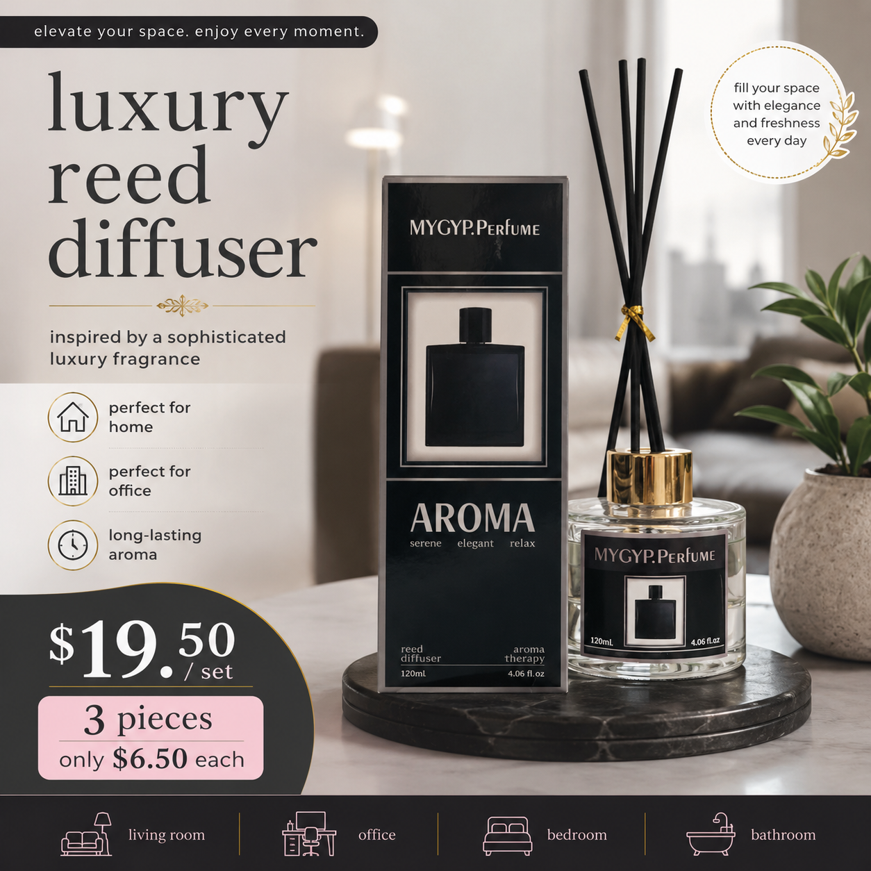 3PCS SET REED DIFFUSER INSPO BY LUXURY ELEGANT 010
