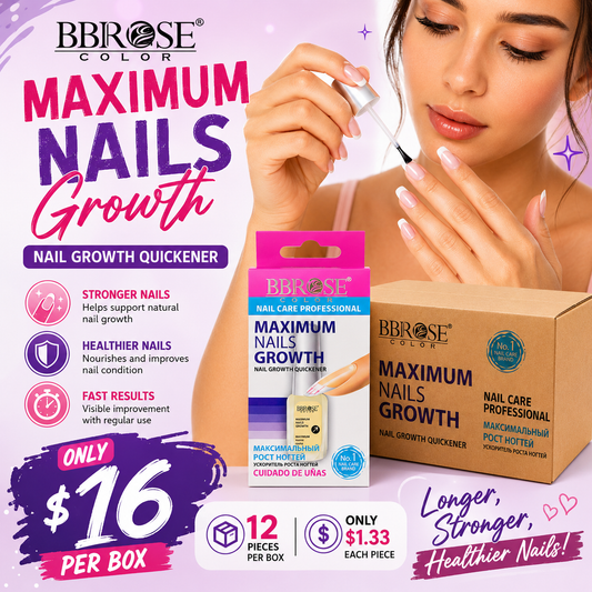 12PCS DISPLAY BBROSE COLOR MAXIMUM NAILS GROWTH TOP COAT NP001-3
