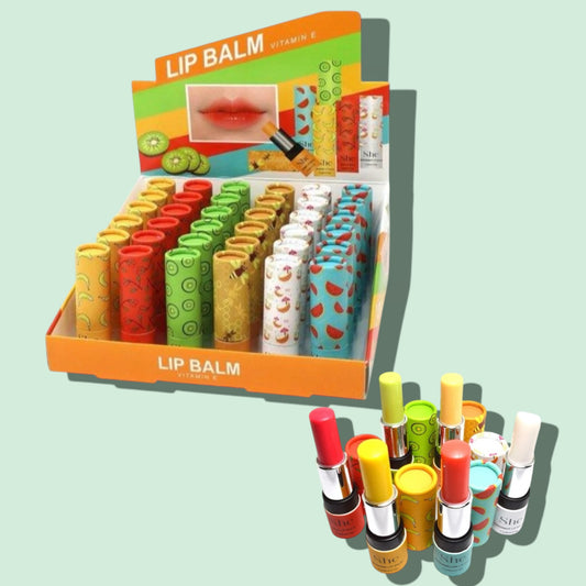 S.HE MAKE UP LIP BALM VITAMIN E 36 PCS DISPLAY