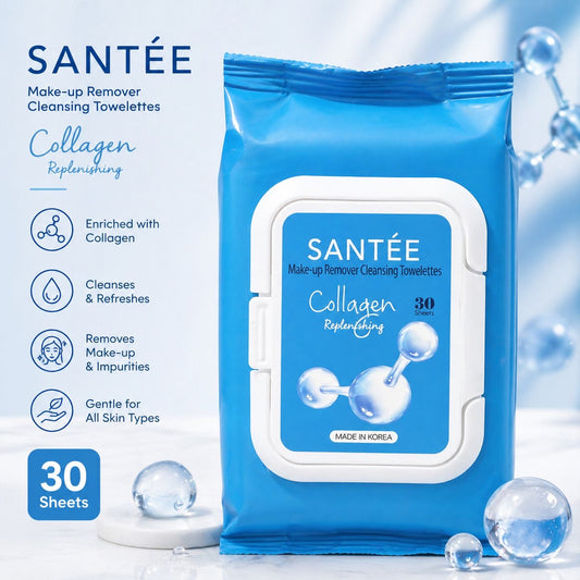 6PCS COLLAGEN SANTEE MAKE-UP REMOVER TOWELETTES ST004