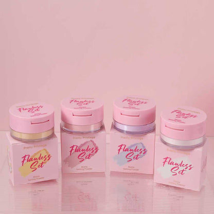 12PCS DISPLAY PRETTY PRIVILEGE FLAWLESS SET MATTE SETTING POWDER 2IN1 PSP4