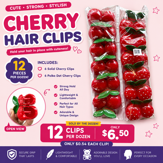 12PCS PACK HAIR BIG CHERRY HAIR CLIPS BHC6