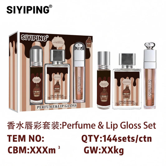 4PCS DARK BROWM GLOSS & PERFUME SET SYP-ST97