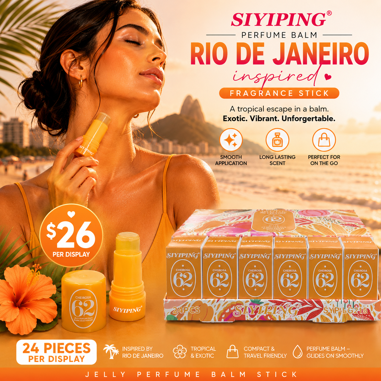 24PCS DISPLAY SIYIPING CHEROSA 62 JELLY PERFUME BALM SYP-LG215