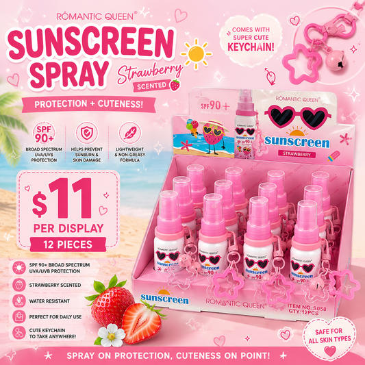 12PCS DISPLAY ROMANTIC QUEEN SPRAY SUNSCREEN STRAWBERRY SPF90+