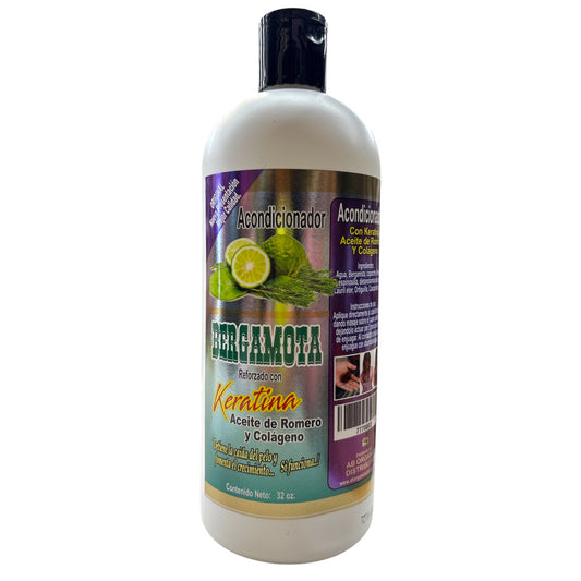 2PCS ACONDICIONADOR BERGAMOTA REFORZADO CON KERATINA ACEITE DE COLAGENO Y ROMERO