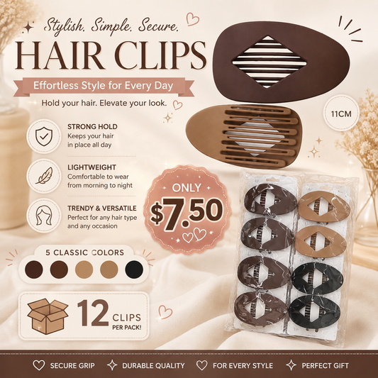 12PCS PACK BROWNS HAIR CLIPS DHC-1210