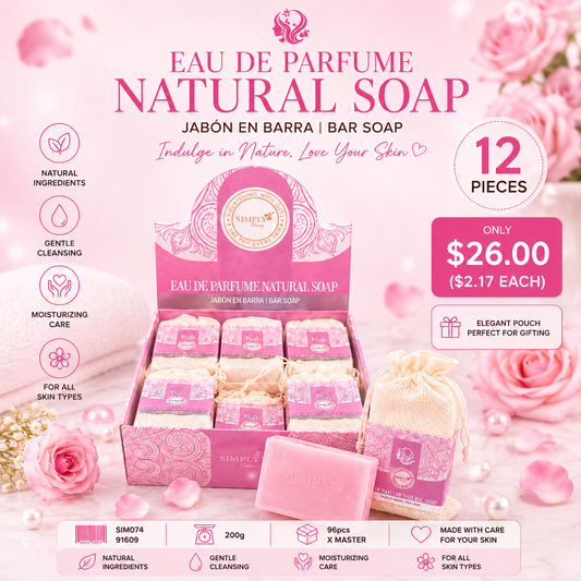 12PC SIMPLY BELLA EAU DE PERFUME NATURAL SOAP SIM074