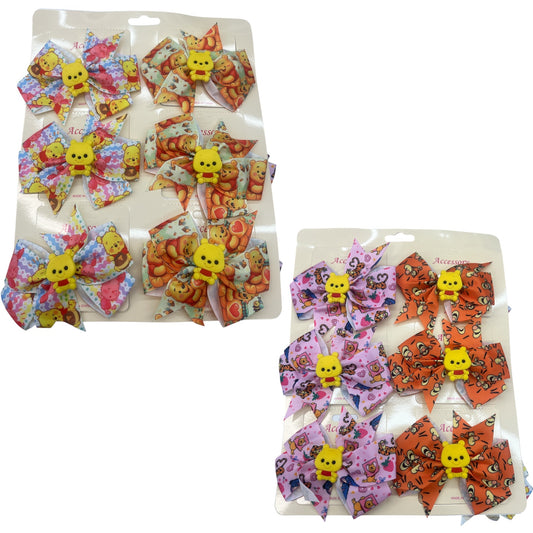 YELLOW POOH BEAR HAIR BOWS  12 PCS PACK