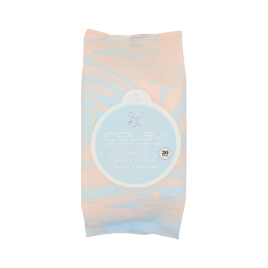 6PCS DISPLAY CELAVI COLLAGEN & HYALURONIC ACID MAKE-UP REMOVER CLEANSING TOWELETTES MT024