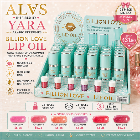 24PCS DISPLAY BILLION LOVE MINT COLOR  HYDRATING  LIP GLOSS B80179