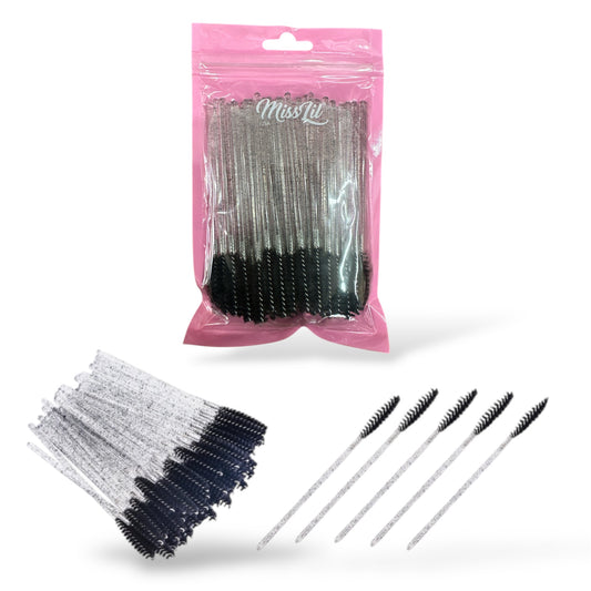6PCS MISS LIL USA MASCARA WANDS BLACK & CLEAR 50PCS PACK MLA-09