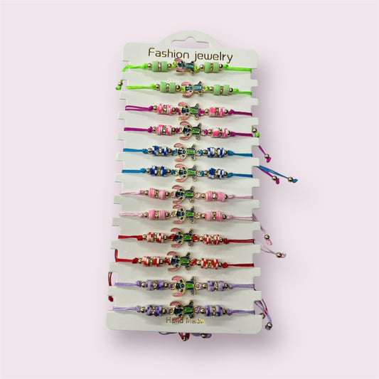BLUE GUY COLORED BEAD STRING BRACELETS 12 PCS PACK