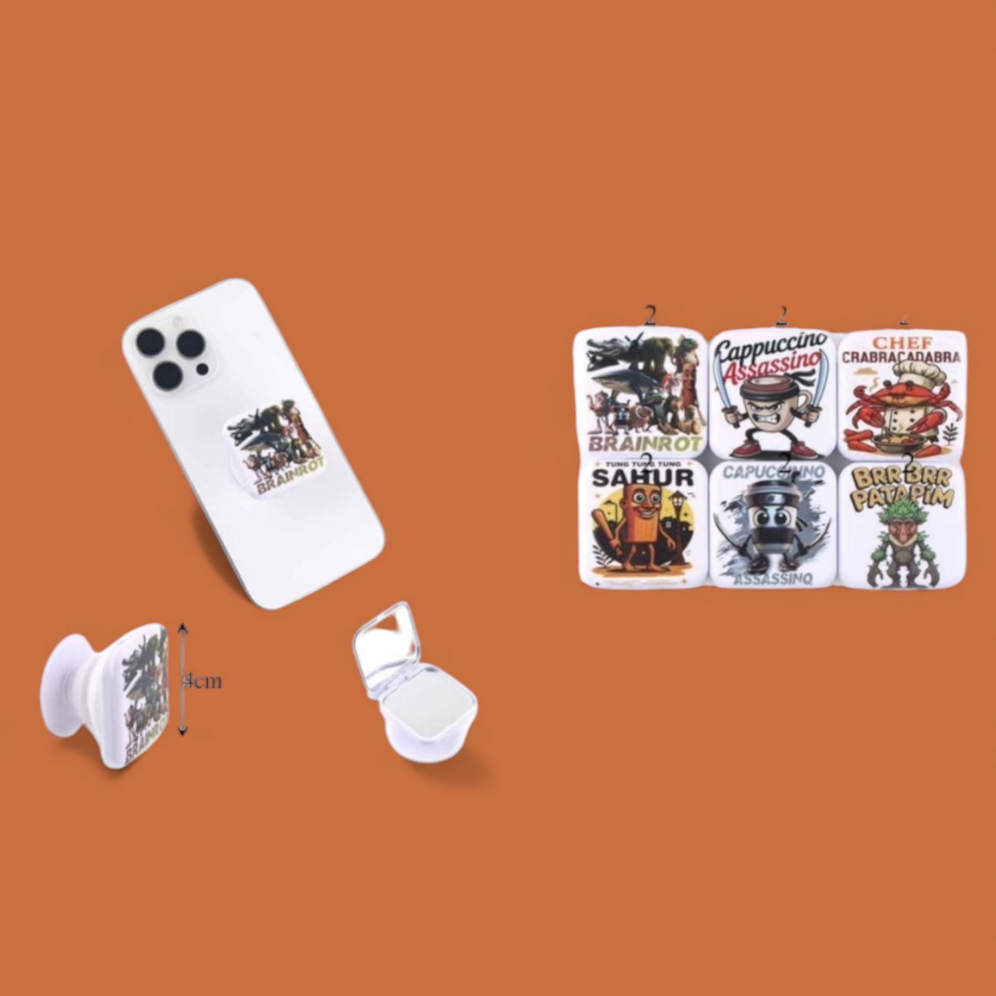 12PCS PACK BRAIN ROT POP SOCKET ANV-0229