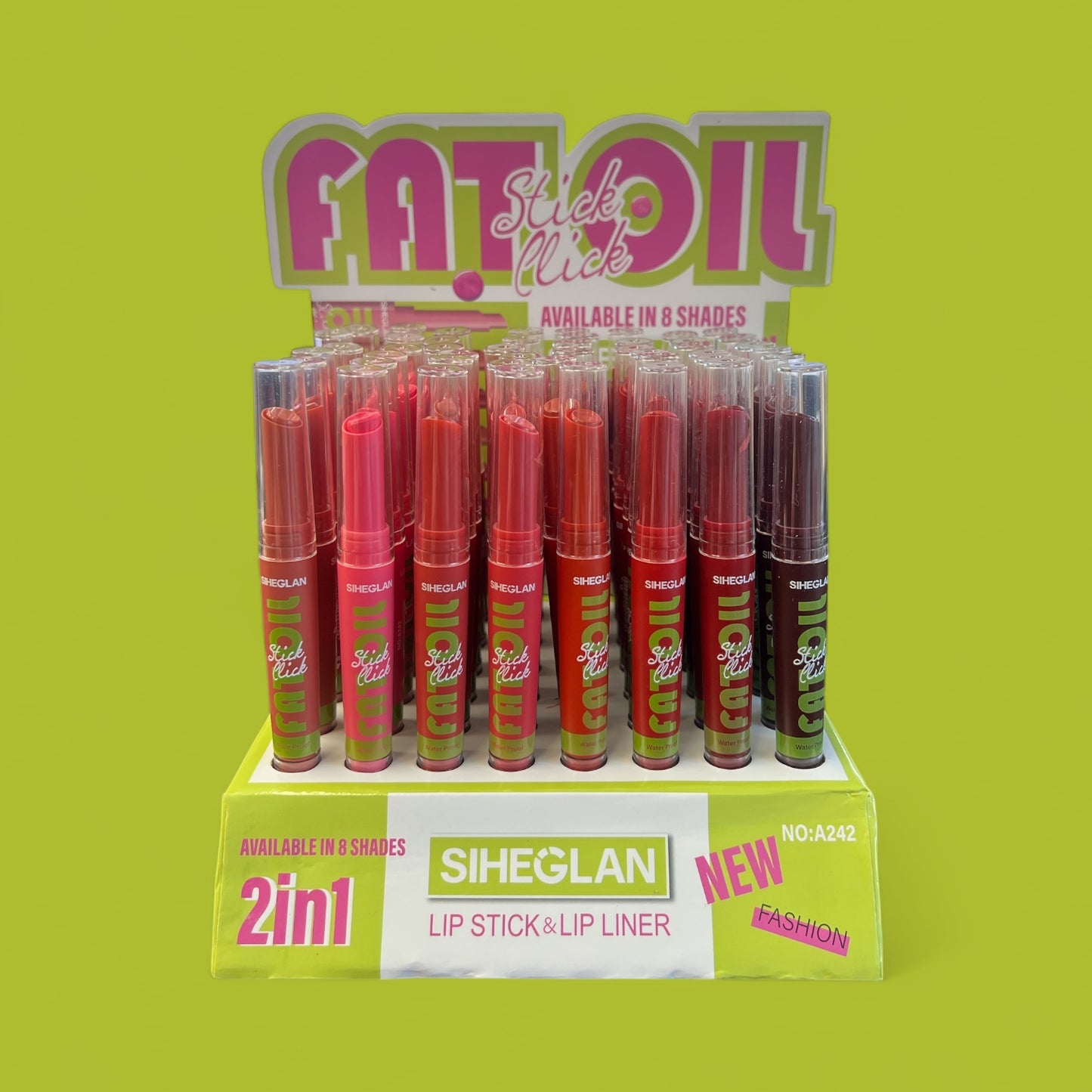 48PCS DISPLAY SIHEGLAN 2 IN 1  LIPSTICK & LIP LINER A242