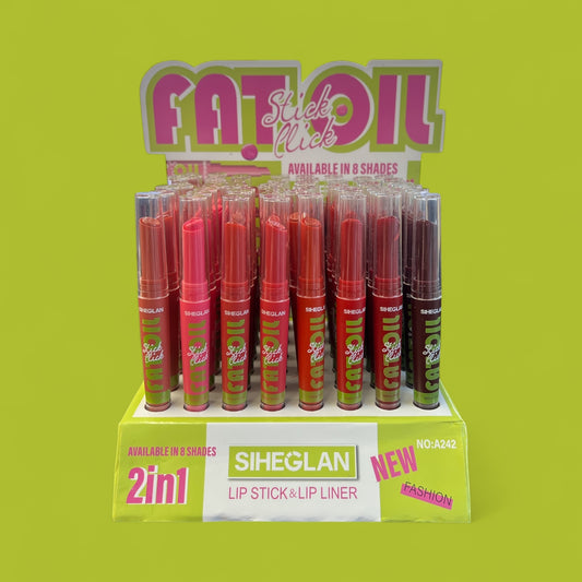 48PCS DISPLAY SIHEGLAN 2 IN 1  LIPSTICK & LIP LINER A242