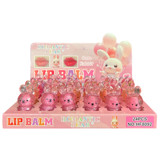 24PCS DISPLAY ROMANTIC BEAR CUTE RABBIT LIP BALM HF8092