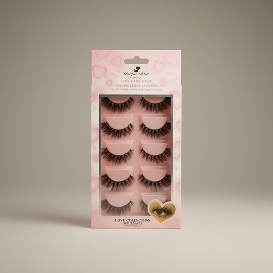 3PCS UNIQUE GLAM COSMETICS SOULMATE  LOVE COLLECTION 5 PAIR LASHES
