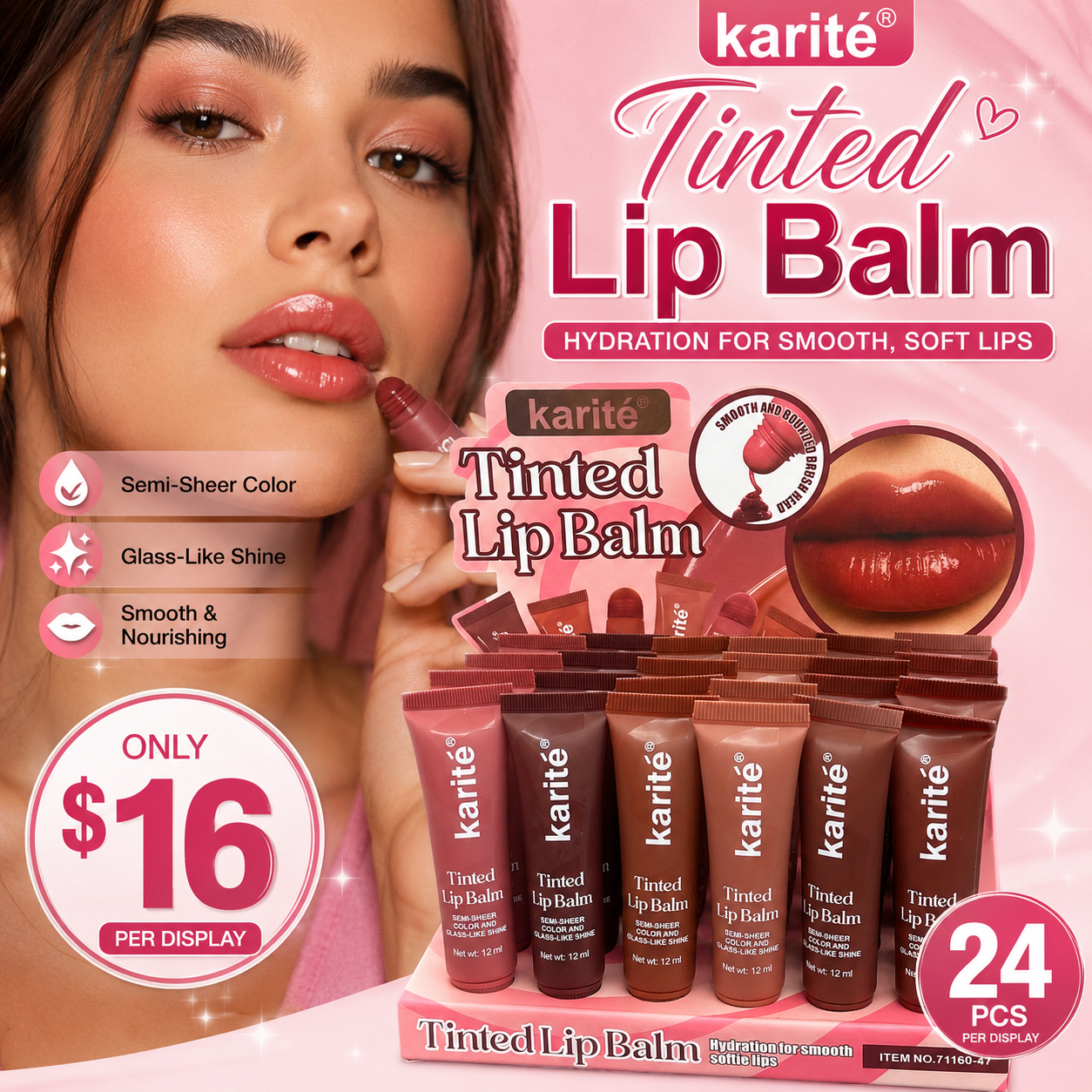 24PCS DISPLAY KARITE TINTED LIP BALM 71160-47