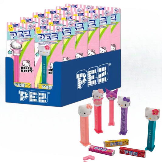 12PCS DISPLAY PEZ HELLO LITTY & FRIENDS CANDY + DISPENSER #079050
