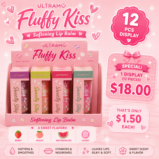 12PCS DISPLAY ULTRAMO FLUFFY KISS LIP BALM 2808FP