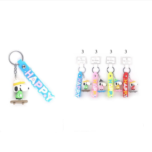WHITE DOG WITH SKATEBOARD KEYCHAINS 12 PCS PACK