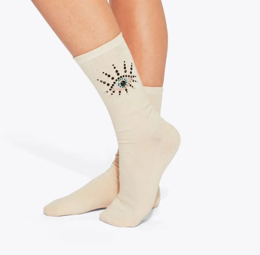 12 PAIRS BEDAZZLED EVIL EYE LONG SOCKS