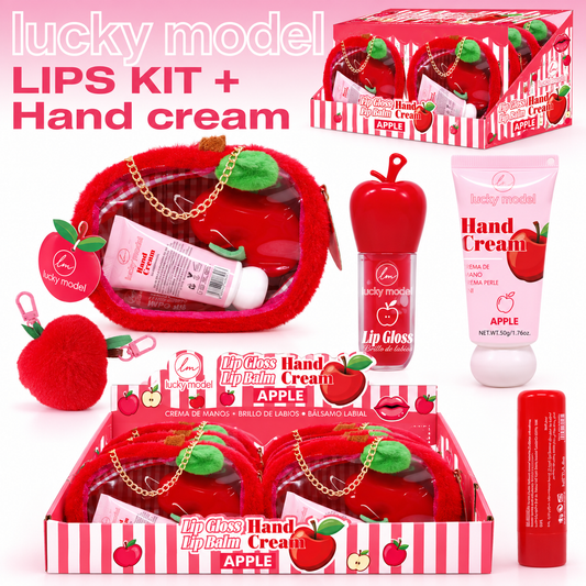 Set de 4 piezas de bolso tipo peluche con diseño de manzana Lucky Model