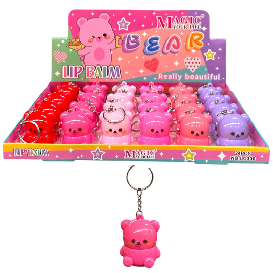 PINK BEAR KEYCHAIN/LIP BALM