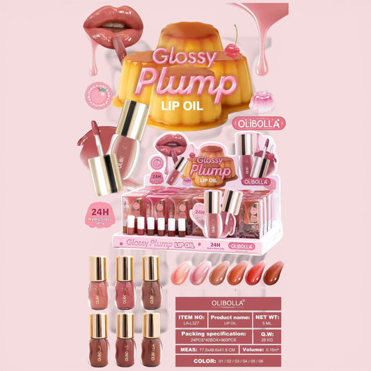 24PCS DISPLAY OLIBOLLA 24HOUR HYDRA GLOSS PLUMP LIP OIL LA - L327