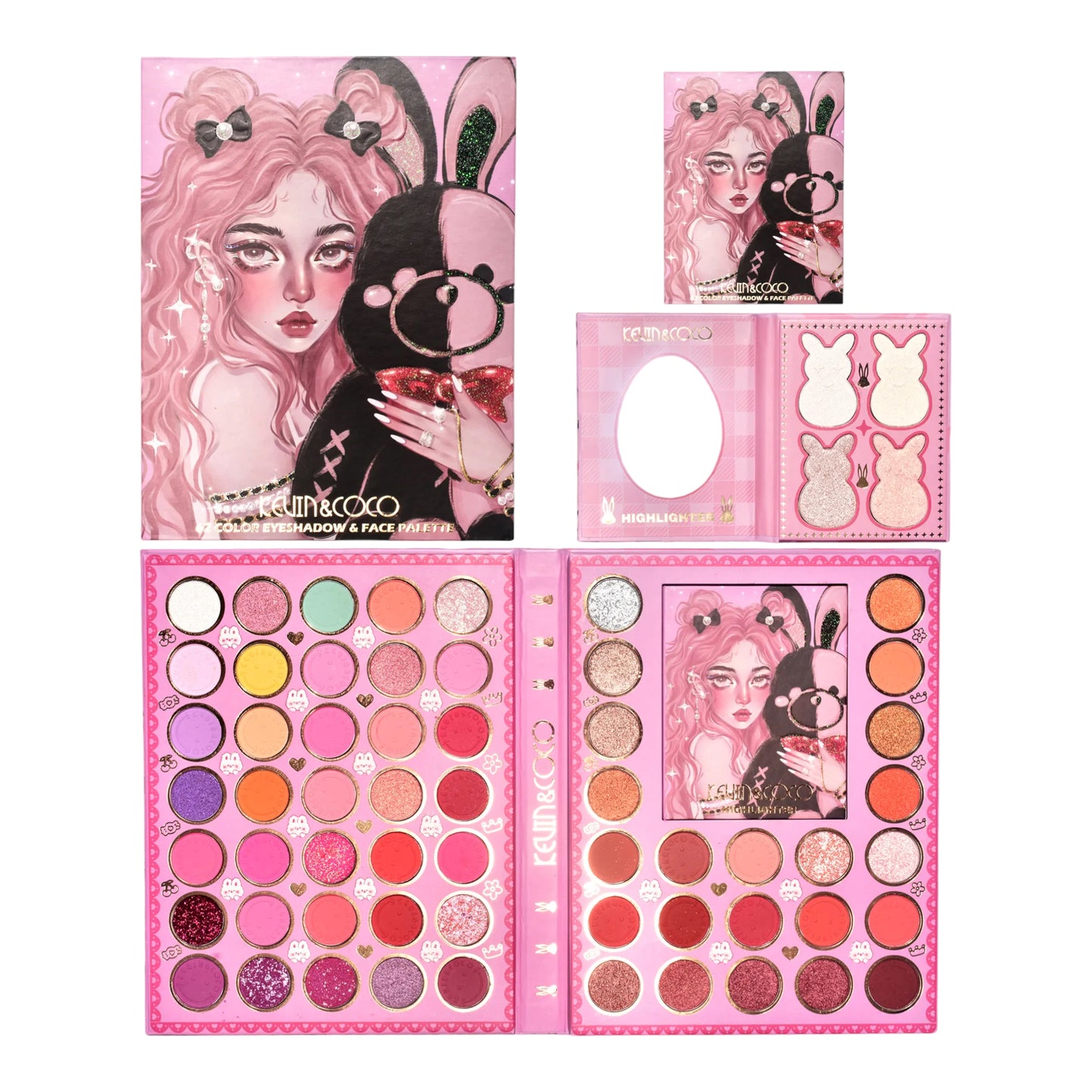KEVIN&COCO GIRL AND BUNNY 62 COLOR EYESHADOW & FACE PALETTE KC223137 R44