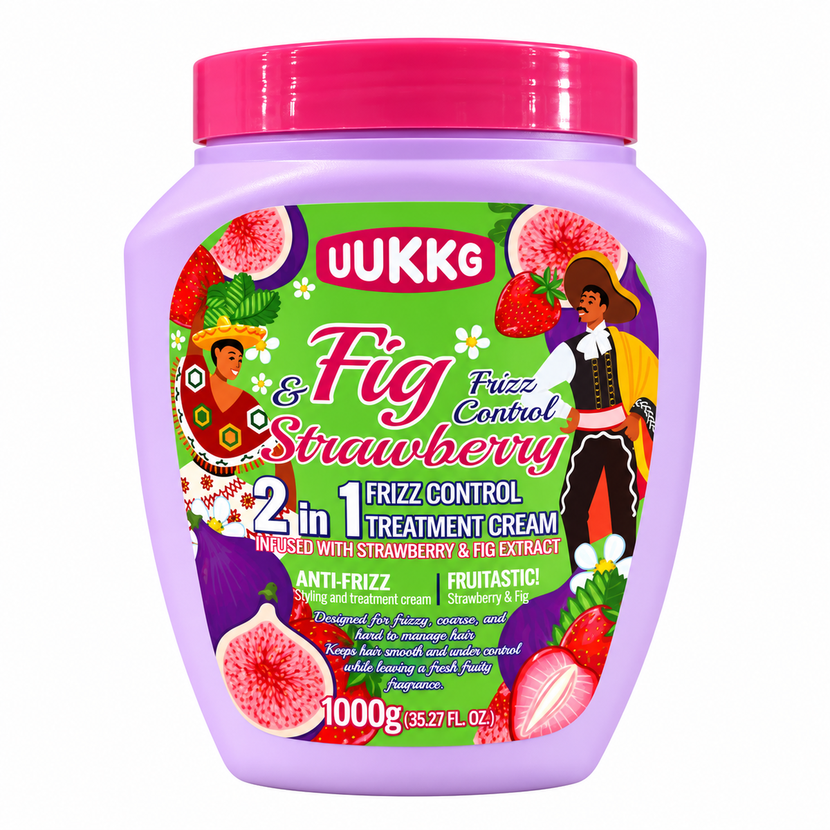 Crema de tratamiento para el control del frizz de higo y fresa UUKKG